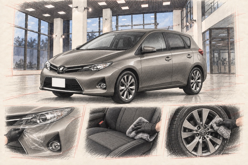 Toyota Auris, второе поколение, хэтчбек: иллюстрация автомобиля в мастерской ILLSKILL