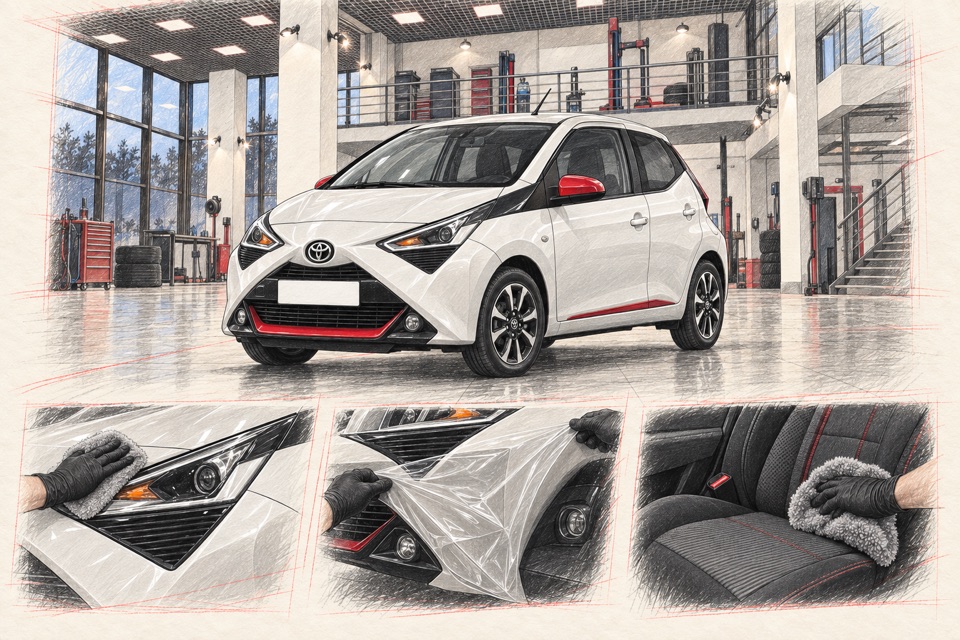Toyota Aygo, второе поколение: иллюстрация автомобиля в мастерской ILLSKILL