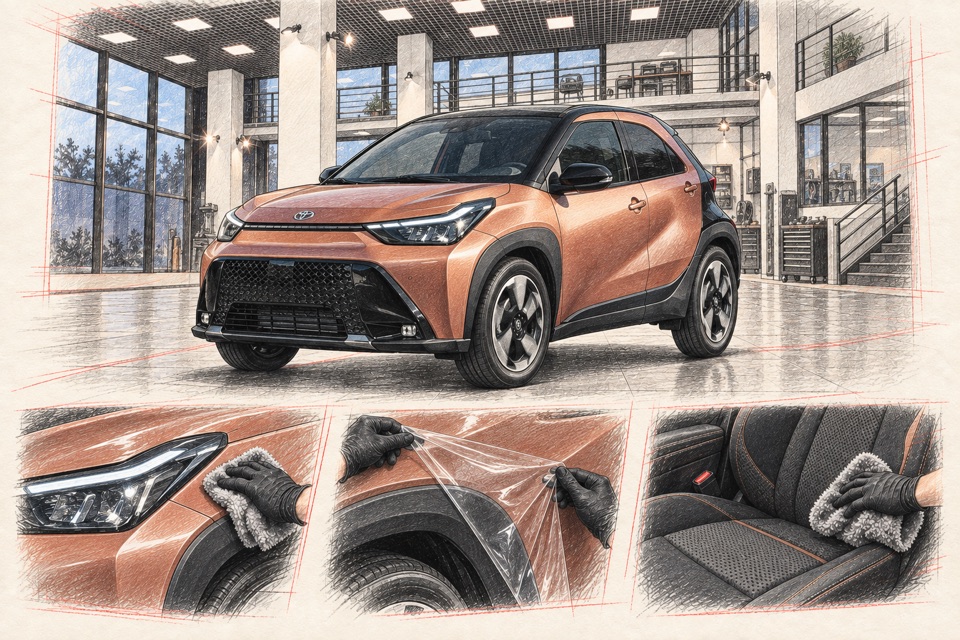 Toyota Aygo X, первое поколение: иллюстрация автомобиля в мастерской ILLSKILL