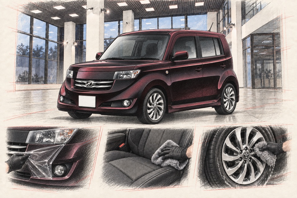 Toyota bB, второе поколение: иллюстрация автомобиля в мастерской ILLSKILL