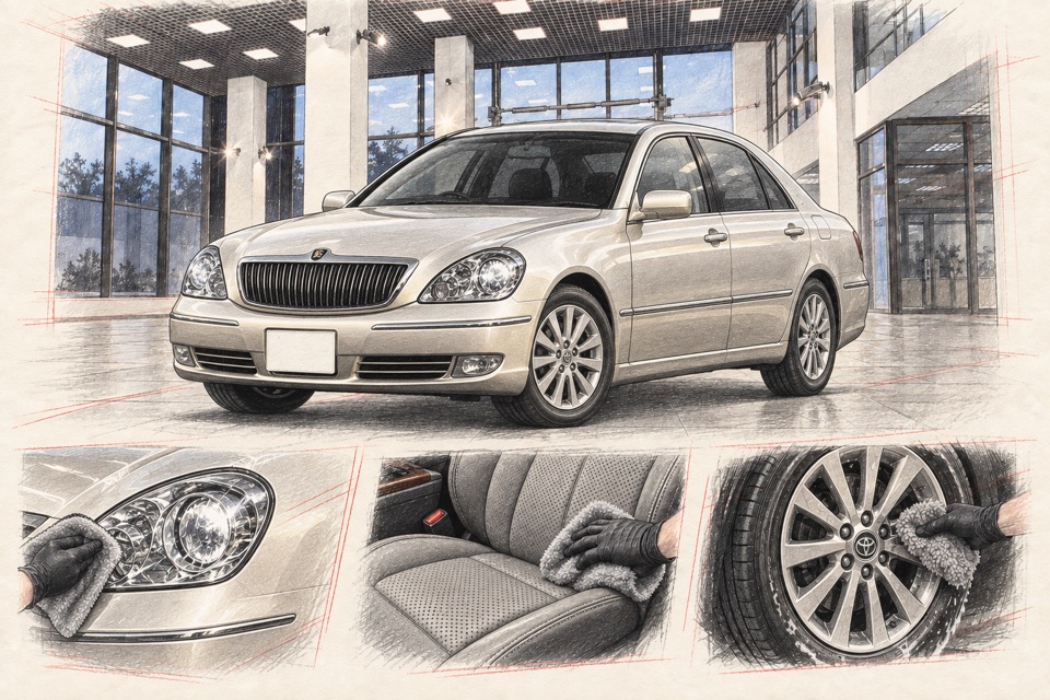Toyota Brevis, седан первого поколения: иллюстрация автомобиля в мастерской ILLSKILL