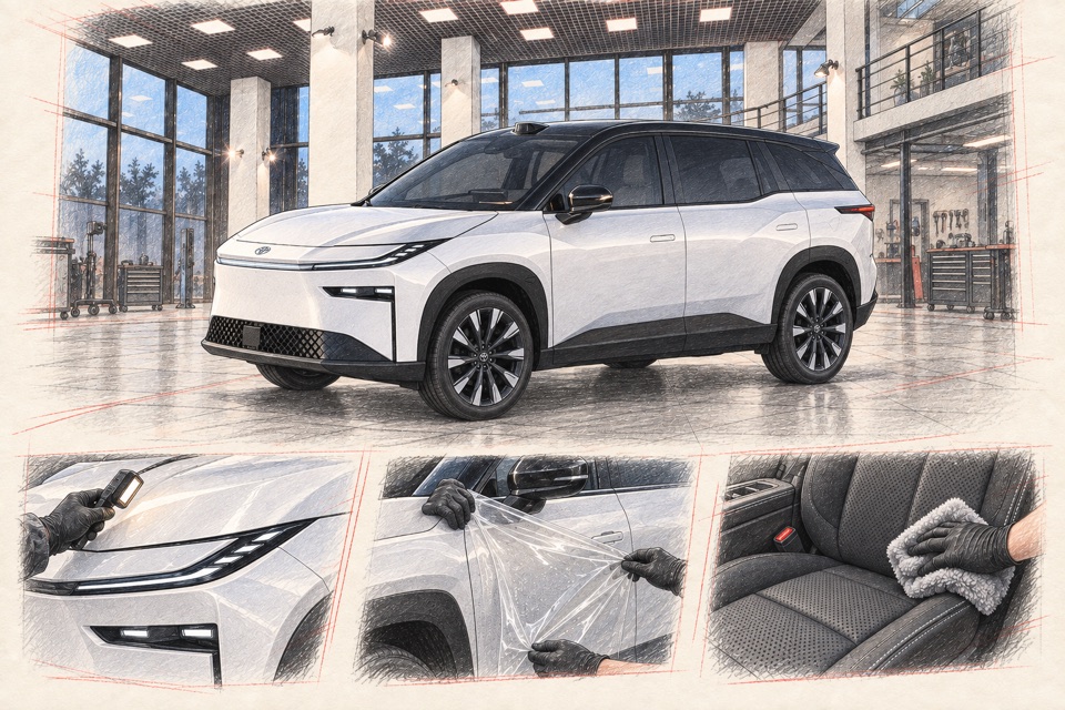 Toyota bZ3X, электрический кроссовер для Китая: иллюстрация автомобиля в мастерской ILLSKILL
