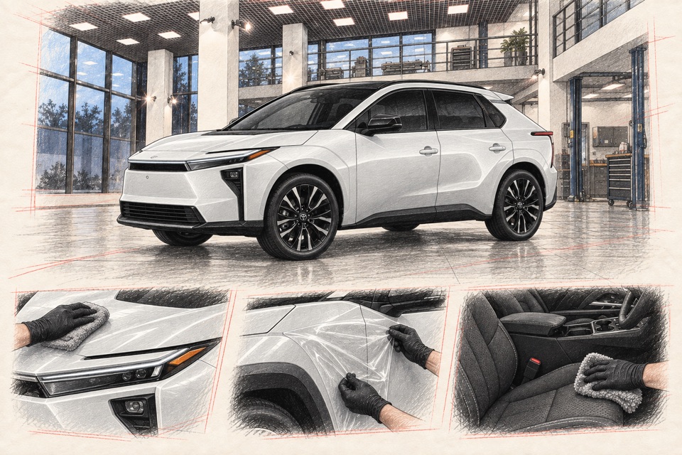 Toyota bZ4X / bZ, электрический кроссовер bZ/bZ4X: иллюстрация автомобиля в мастерской ILLSKILL