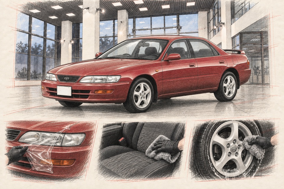 Toyota Carina ED, третье поколение: иллюстрация автомобиля в мастерской ILLSKILL