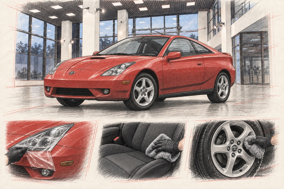 Toyota Celica, седьмое поколение: иллюстрация автомобиля в мастерской ILLSKILL