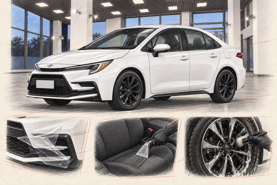 Toyota Corolla, поколение E210, седан: иллюстрация автомобиля в мастерской ILLSKILL