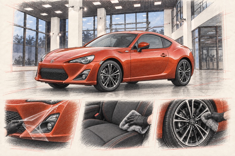 Toyota GT86, первое поколение, рестайлинг: иллюстрация автомобиля в мастерской ILLSKILL