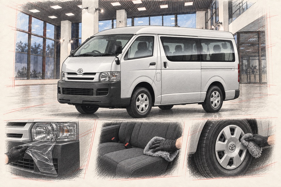 Toyota Hiace, пятое поколение: иллюстрация автомобиля в мастерской ILLSKILL
