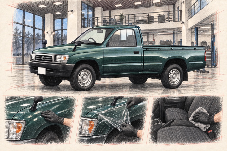 Toyota Hilux, шестое поколение, одинарная кабина: иллюстрация автомобиля в мастерской ILLSKILL