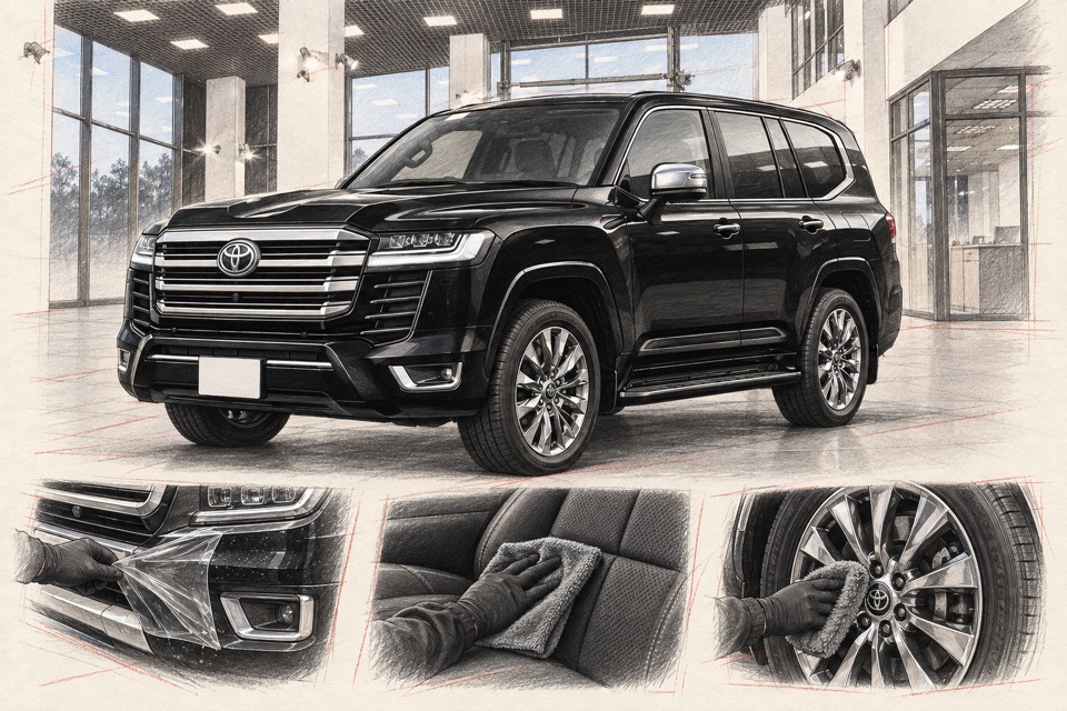 Toyota Land Cruiser, серия 300: иллюстрация автомобиля в мастерской ILLSKILL