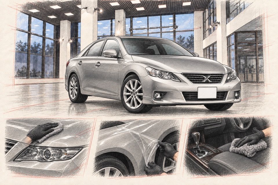 Toyota Mark X, второе поколение: иллюстрация автомобиля в мастерской ILLSKILL