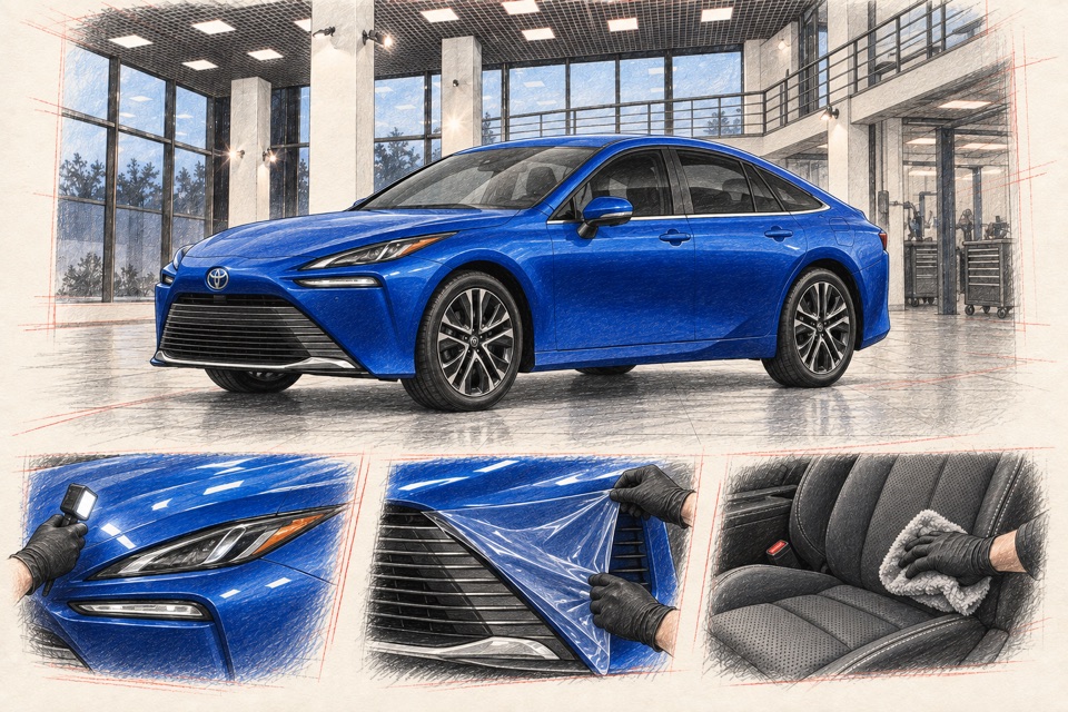 Toyota Mirai, второе поколение: иллюстрация автомобиля в мастерской ILLSKILL