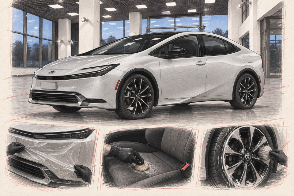 Toyota Prius, пятое поколение: иллюстрация автомобиля в мастерской ILLSKILL