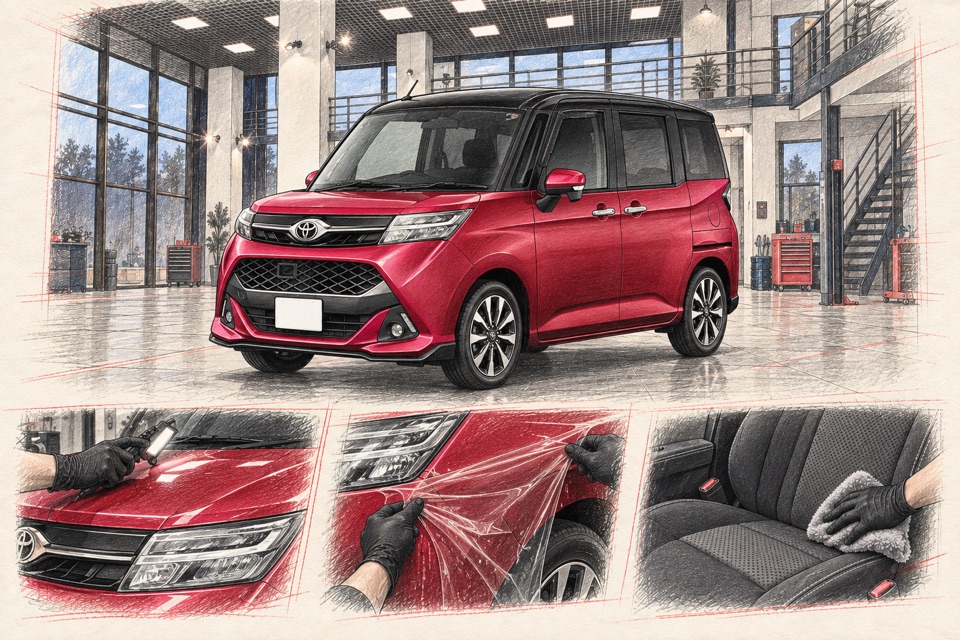 Toyota Tank, компактная Toyota Tank первого поколения: иллюстрация автомобиля в мастерской ILLSKILL