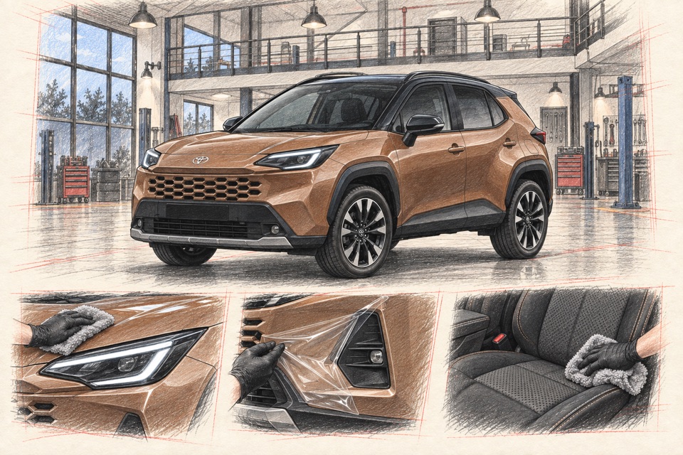 Toyota Yaris Cross, европейская версия первого поколения: иллюстрация автомобиля в мастерской ILLSKILL
